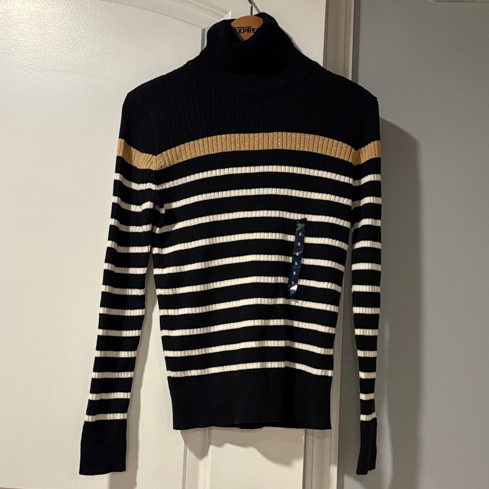 Chaps Black Ribbed Knit Top